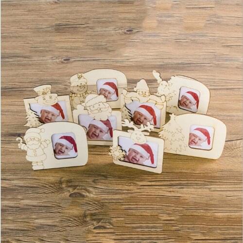 Creative Wooden Christmas Photo Frame Mini Modern Picture Display Holder Tabletop Decoration for Home Office