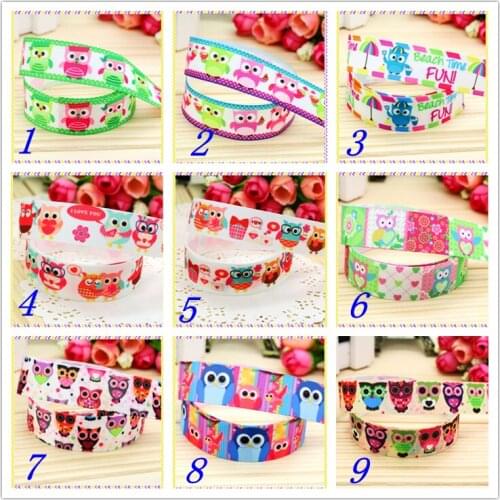 7/8'' Free shipping love owl summer printed grosgrain ribbon hairbow headwear party decoration diy wholesale OEM 22mm S286
