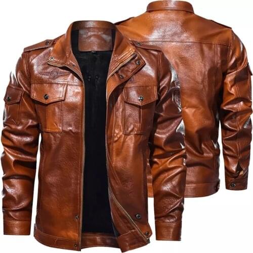 Mens Classical Motocycle Jacket 2021 Winter Fleece Thick Men Leather Jacket Motor Autumn Zipper Jacket Male Biker Coat Size 5XL