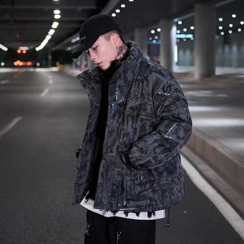 Men Down Jacket Winter Camouflage Loose Thick Padded Jacket Hip-Hop Trend New Warm Jacket Mens Down Jacket