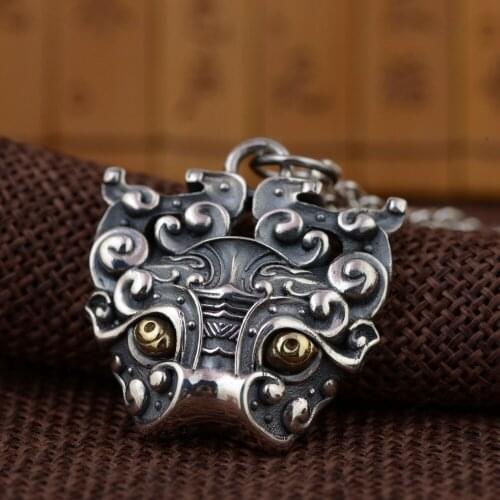 Real S925 Sterling Silver Pendant Vintage Craft Thai silver necklace pendant mens fashion dragon dragonfly