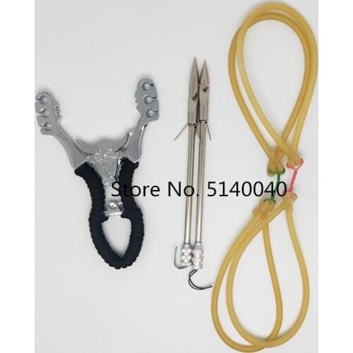 New slingshot shooting alloy stainless steel powerful catapult fish rubber band adult outdoor shooting hunting fishing