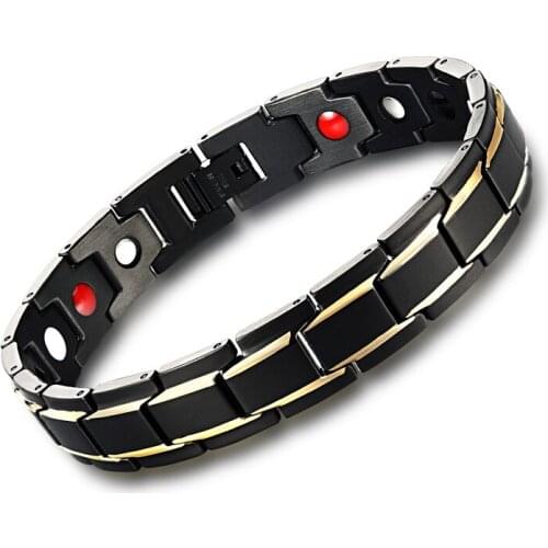 New Black Mens Health Bracelets & Bangles Magnetic 316L Stainless Steel Charm Bracelet Jewelry for Man