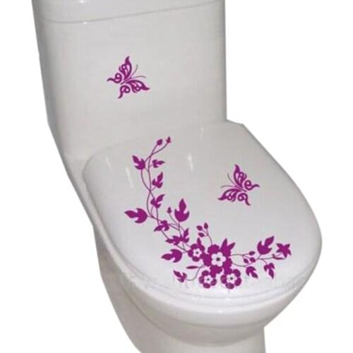 New Bathroom Butterfly Flower Wall Stickers Home Decoration Wall Decals For Toilet Decorative Sticke High Quality