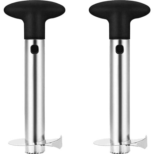 Pineapple Slicer Stainless Steel Peeler Tool Core Remover with Sharp Blade,Removable, for Diced Fruit Rings,Black,2 Pack