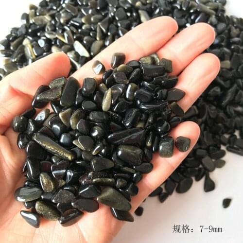 Wholesale Natural Gold Obsidian Gravel Stone DIY Home Decoration Decor Mineral Crystal Quartz Fish pot Healing Reiki Buddhism
