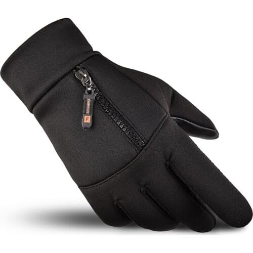 Outdoor Gloves Winter Touch Screen Male Pull Hair Riding All-finger Zipper Movement Plus Velvet Mountaineering Skiing Gloves