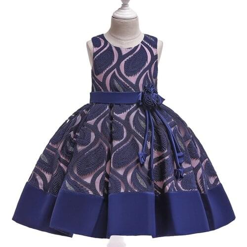 Dress for Girls European and American Solid Color Halloween Princess dress With Flower Jacquard Fabric Sleeveless Long dresses