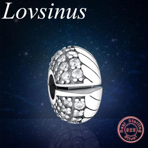 Fit Original Brand Bracelet Real 925 Sterling Silver Stoper Charm Full Zirconia Round Beads For DIY Jewelry Berloque Making Gift