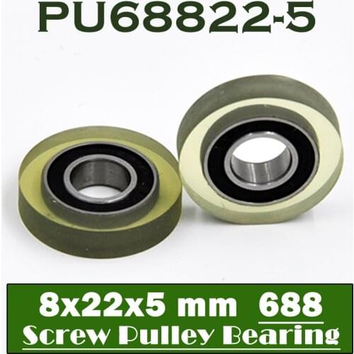 PU 688 Polyurethane Covered Bearing 8*22*5 mm ( 2 Pcs ) Shaft 8mm PU68822-5 Urethane Cover PU688 Bearings