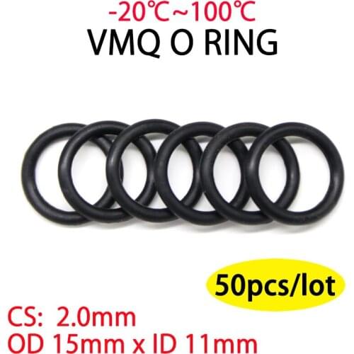 50pcs Black VMQ Silicone Ring Gasket ID 11 x 15 OD CS 2mm O Ring Rubber Seal pressure cooker o-ring food high temperature gasket