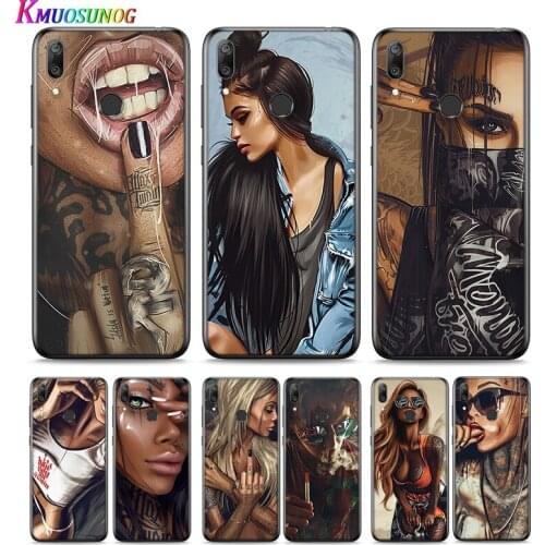 Sexy Sleeve Tattoo Girl For Huawei P Smart 2021 2020 Z S Mate 40 RS 30 20 20X 10 Pro Plus Lite 2019 Silicone Phone Case