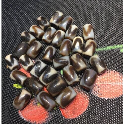 Treasure Magic LKbrother Set of 30 Magic Tibetan old Agate Tiger Tooth dZi Bead Amulet Ward off Evils DIY