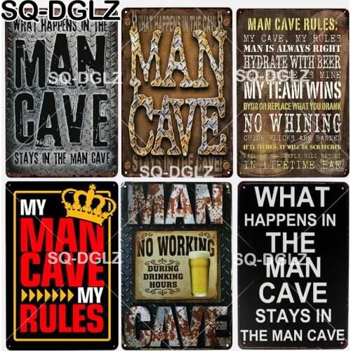 [SQ-DGLZ] New What Happens In The Cave Stays In The Man Cave Tin Sign Bar Metal Crafts Home Decor Painting Plaques Art Poster