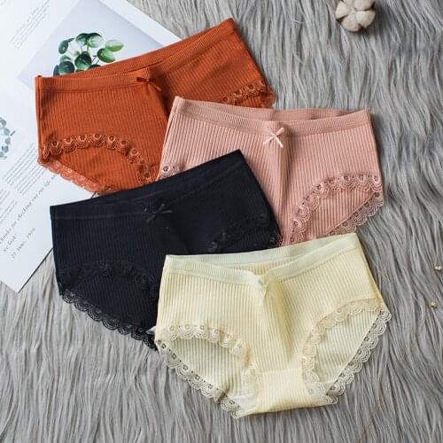 Panties For Women Sexy Lingerie Thread Lace Underwear Pure Cotton Crotch Cold Girl non-trace Ladies Briefs Underpants SYT006