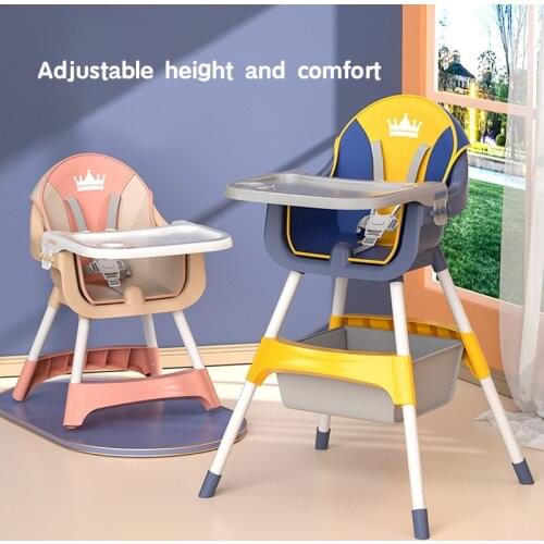 Newborn Baby Feeding High Chair Toddler Folding Dining Table Chair Infant Booster Seat with Storage Basket Height Adjustable