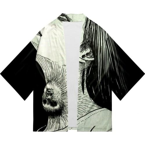 Junji Ito 3D Printing Anime Japanese Kimono Haori Yukata Short Sleeve Streetwear Clothes Cosplay Kpop 2020 Casual Women / Men