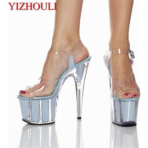 Womens shoes pole dancing shoes 15cm high heels sandals crystal shoes clear Sparkling Glitter wedding shoes