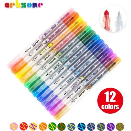 12pcs Creative Magic Color Highlighter Changeable Color Hand Account Marker Pen Set Dual Tip Fluorescent Pen