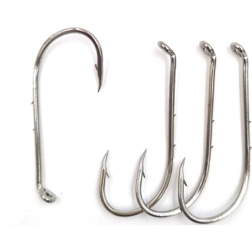 30pcs High Carbon Steel 9292 Baitholder Shank Barbed Fishing Hooks Trout Salmon Worm Fishooks Size 1# 2# 1/0 2/0