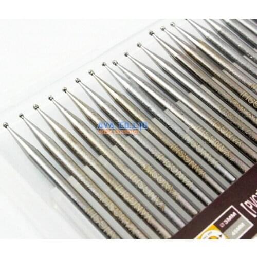 30 Pieces 1mm Dia Ball Shape Tip 3mm Shank Alloy Diamond Burrs Bits Grinding Tool