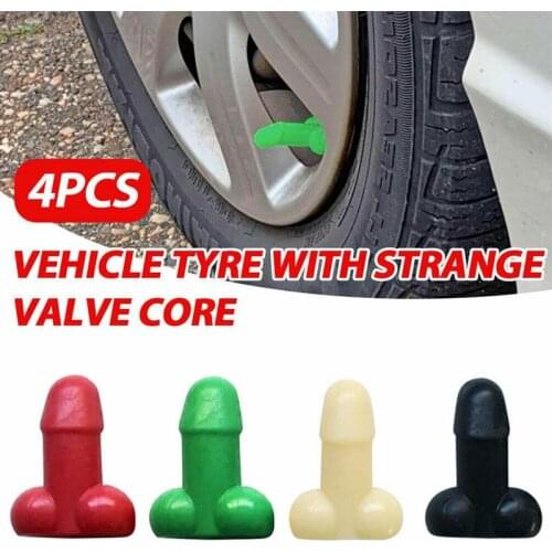 4 Pcs Prank Shaped Tire Cap Luminous Dick 5 Colors Car Wheel Tire Valve Stem Cap Dust Cover Fits Cars Trucks Motorcycles Bikes