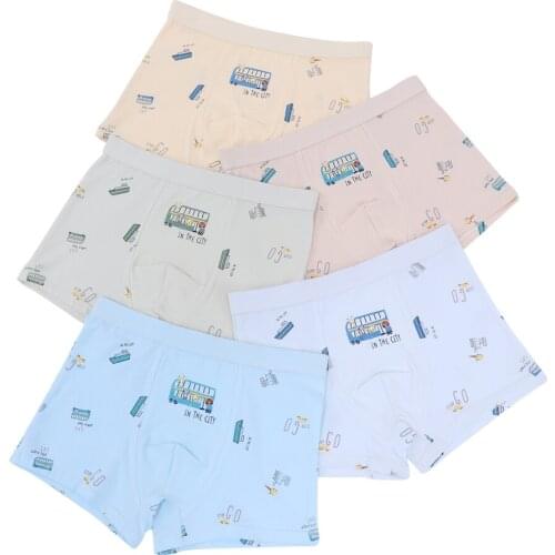 5pcs/Lot Four Seasons Wear High Quality 47.5%Cotton Cartoon Boys Lycra Cute Car Cotton Underwear Set Childrens Panties