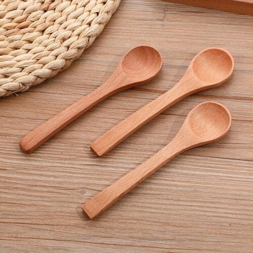 500pcs/lot High quality Wooden spoon wooden childrens jam spoon Mini honey spoon beech spoon 12.7cmx3cm Factory wholesale