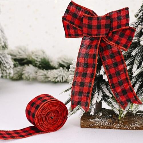 6m/Roll Lattice Print Cloth Ribbon For Decorative Gift Bag,Wedding Xmas Birthday Gift Wrapping Decor Plaid Printed Cloth Ribbon