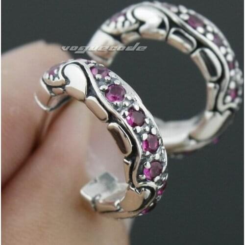 925 Sterling Silver Red CZ Mens Biker Rocker Earring 8M017