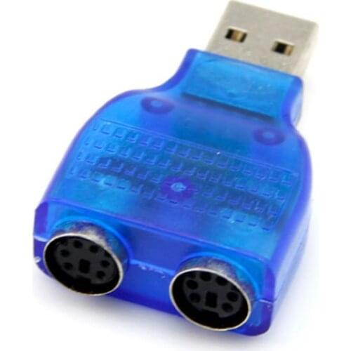 USB to PS/2 Adapter PC Keyboard Mouse Converter Adapter For Desk PC Computer or Laptop Blue