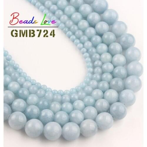 Natural Stone Beads Light Blue Jades Stone Round Beads for Beadwork Jewelry Making Diy Bracelet Necklace 4 6 8 10 12mm 15