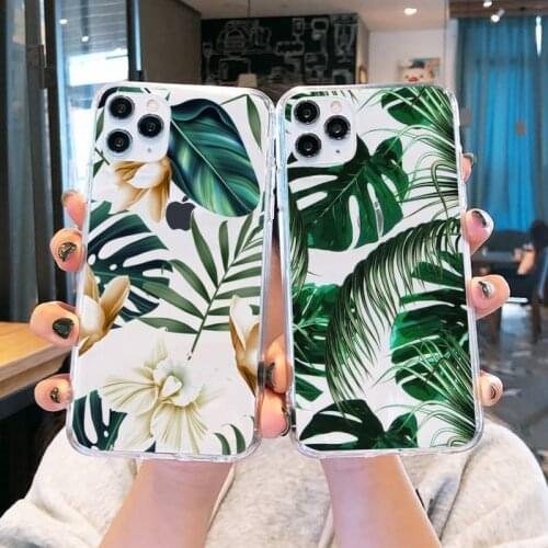 Retro Floral Leaf fashion design Phone Case Transparent soft For iphone 5 5s 5c se 6 6s 7 8 11 12 plus mini x xs xr pro max