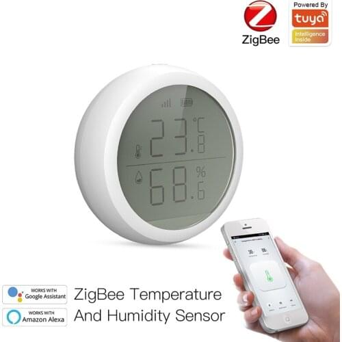 Tuya ZigBee Smart Temperature And Humidity Sensor With LCD Display Battery Powered Work With Smart Life APP Alexa Google Home