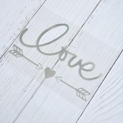 Happymems Love and Arrow Iron On Patches Silver Foil Iron On Patches For Art Clothes Decoration Iron On Patches