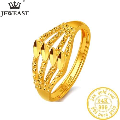 JLZB 24K Pure Gold Ring Real AU 999 Solid Gold Rings Elegant Shiny Beautiful Upscale Trendy Classic Jewelry Hot Sell New 2020
