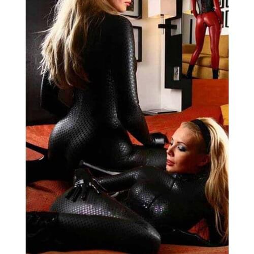 M L XL 3XL 4XL New Hot Stage Outfit Faux Leather Snake Print Bodysuits Sexy Night Club Rompers Women Jumpsuits Long Sleeve