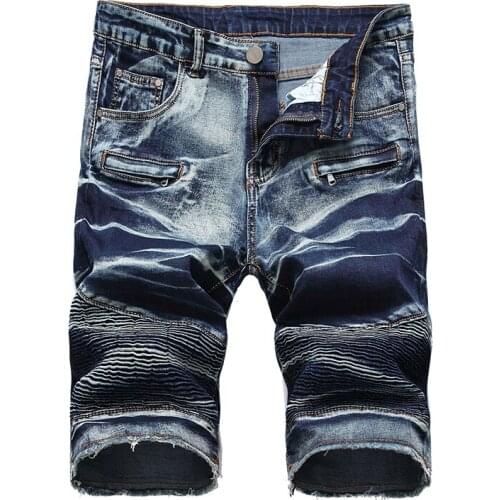 2021 Summer New Mens Denim Shorts Locomotive Zipper Casual Denim Straight Stretch Pants Five-point Pants