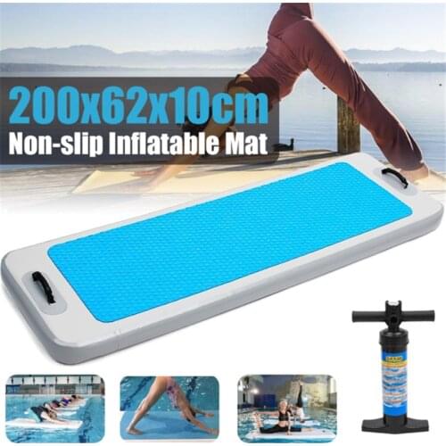 Air Track 2M Non-slip Tumbling Inflatable Floating Air Pads Floating Yoga Mat for Water Beach Pool Gymnastics Board with Pump