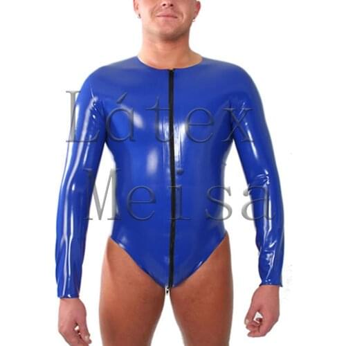 Novelty 100% handmade Latex bodysuit with front zipper to back waist for men