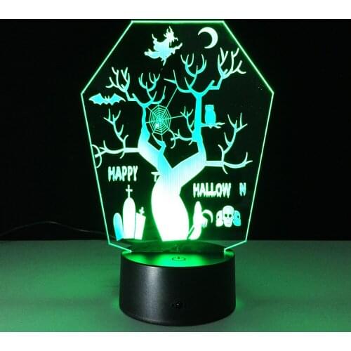 New Halloween tree head decoration 3D visual stereo small table lamps creative Halloween atmosphere gift Witch tree A08