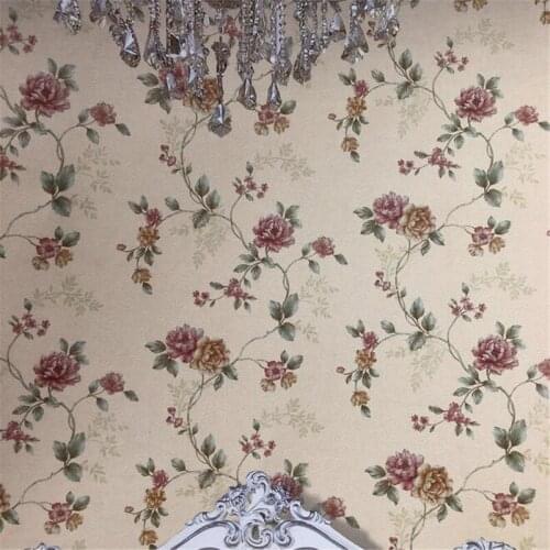 Beibehang wallpaper High-end retro American country flowers wallpaper 3D garden bedroom living room sofa background wallpaper
