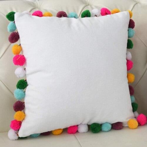 Pure Color Nordic Minimalist Pillowcase Velvet Velvet Pillow Cushion Cover Color Hair Ball Decoration