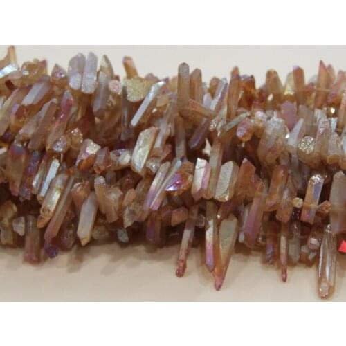 Orange Mystic Titanium Crystal Point Pendants Finished AB Color Crystal Pillar Tusk Shape Rock Crystal Pendant Beads