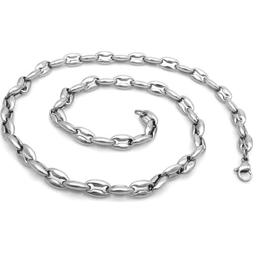 CHIMDOU Brand necklace 24" silver color punk hollow bean link chian rock street stainless steel mens necklaces