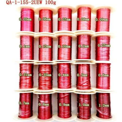 100g Polyurethane Enameled Copper Wire 0.05 0.06 0.1 0.25 0.31 0.4 0.7 0.9 0.8 1.2mm QA-1/155 2UEW For Motor transformer coil