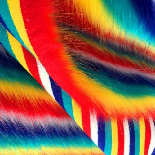Rainbow Stripe Plush Material For Clothes Toys Bags Artificial Wollens Imitate Fur Fabric Bulb Cushion Pillow Carpet
