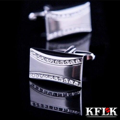 KFLK Luxury Brand cuff buttons gemelos Silver Crystal cuff links High Quality abotoadura shirt cufflinks for mens Jewelry
