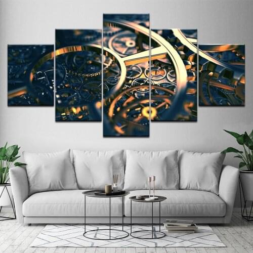 Modern Canvas Painting Frame HD Printed Wall Art Pictures 5P Abstract Metal Gear Part Poster Living Room Home Decoration