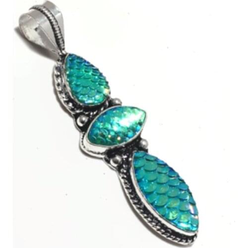 Rainbow Fish Titanium Pendant Silver Overlay over Copper , 67 mm, P6843